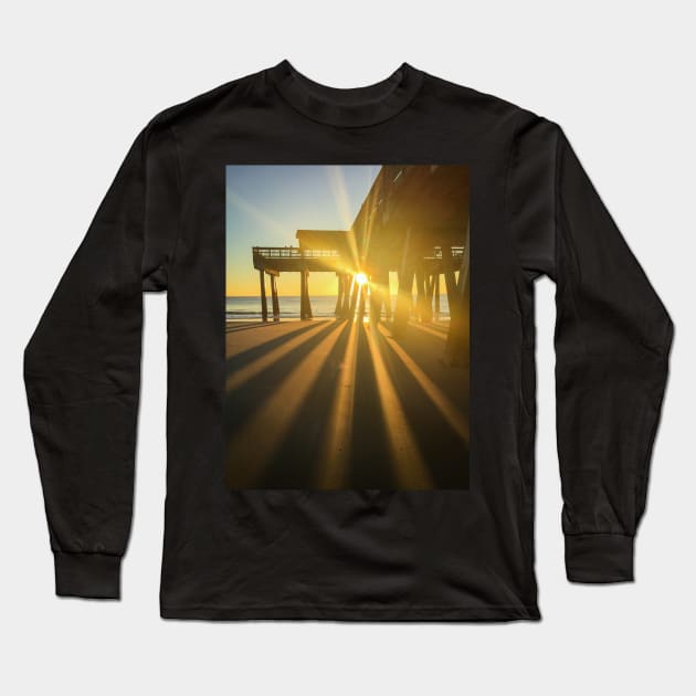 Sunrise at Tybee Island Pier Long Sleeve T-Shirt by Ckauzmann